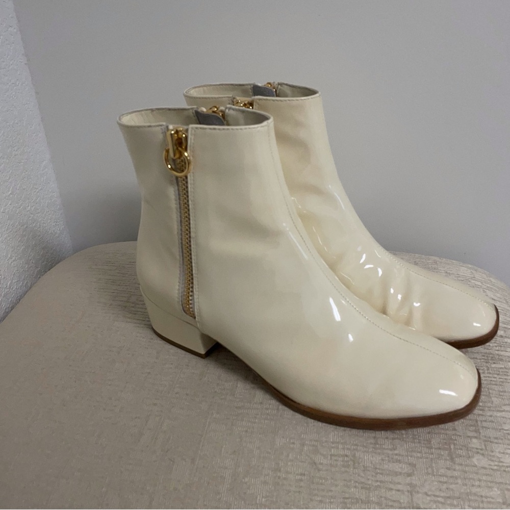 JOIE RUBEE DOUBLE ZIP PATENT LEATHER FLAT GOGO BOOTIE - Picture 12 of 15